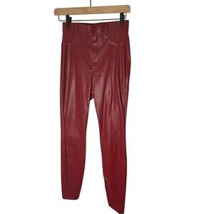 Zara Red Faux Leather Red Women's High Rise Skinny Jeans Couture Biker Western